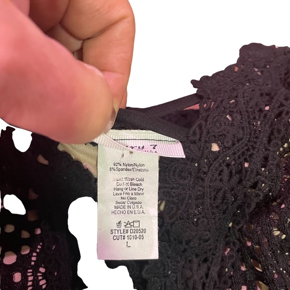 JANUARY 7 V-Neck Black Sleeveless crocheted Lace Cocktail Dress Size L - Picture 7 of 9